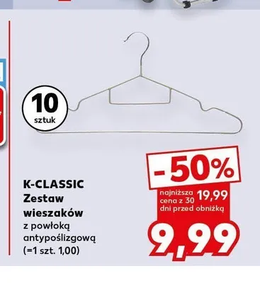 Zestaw wieszaków K-Classic 10-pak promocja w Kaufland