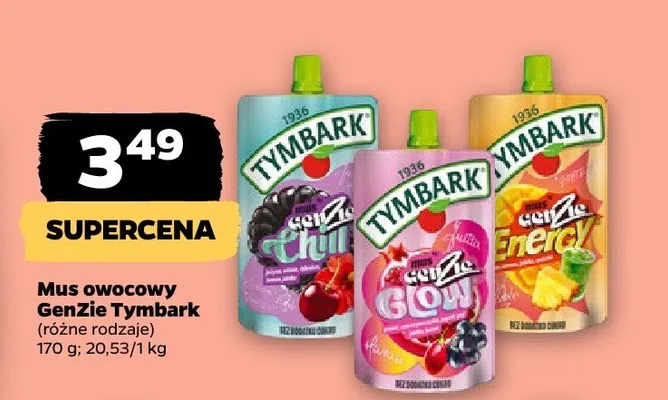 Mus owocowy GenZie Tymbark Glow promocja w Netto