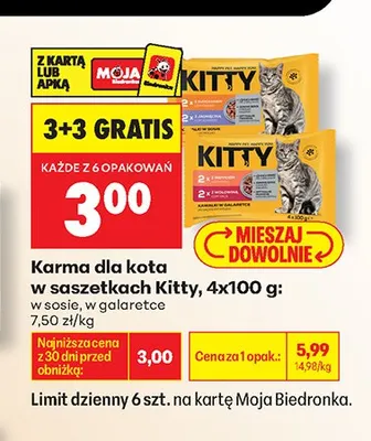Karma dla kota w saszetkach Kitty 4-pak promocja w Biedronka