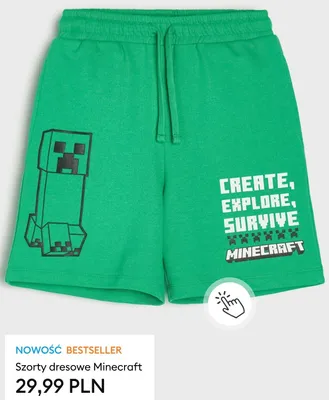 Szorty dresowe Minecraft promocja w Sinsay