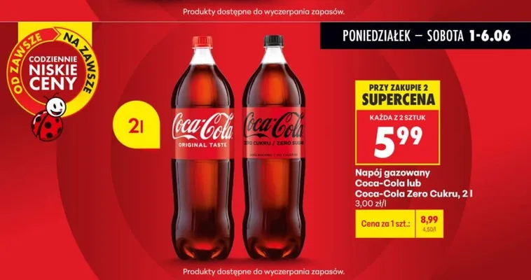 Napój gazowany Coca-Cola Zero Cukru promocja w Biedronka
