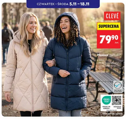 Płaszcz damski Clevé promocja w Biedronka