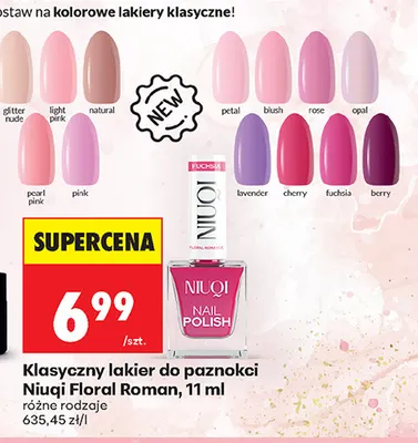 Klasyczny lakier do paznokci Niuqi Floral Roman promocja w Biedronka