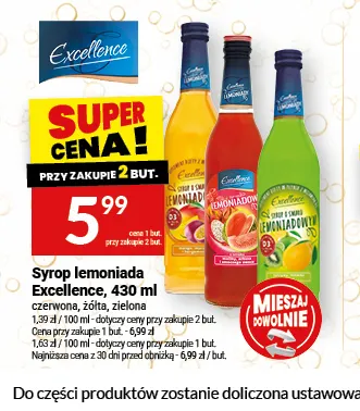 Syrop lemoniada Excellence czerwona promocja w Twój Market
