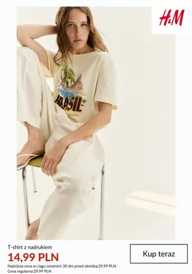 T-shirt z nadrukiem H&M promocja w H&M