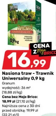 Nasiona traw - Trawnik Uniwersalny 0,9 kg promocja w Bricomarche
