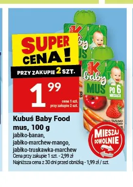 Mus Kubuś Baby Food jabłko-banan promocja w Twój Market