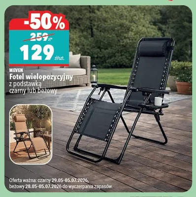 Fotel wielopozycyjny z podstawką Meven promocja w Biedronka Home