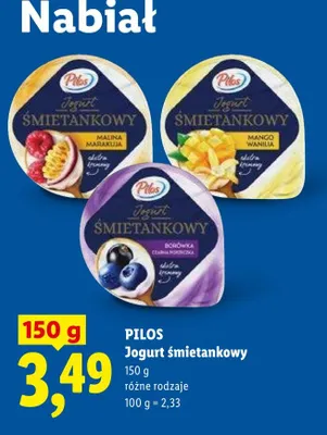 Jogurt śmietankowy Pilos mango wanilia promocja w Lidl