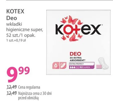 Wkładki higieniczne super Deo promocja w Hebe
