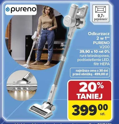 Odkurzacz 2 w 1 PURENO V200 0,7l promocja w Carrefour