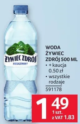 Woda Żywiec Zdrój 250/500 ml promocja w Selgros