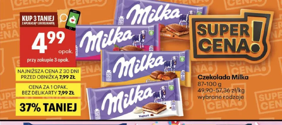 Czekolada Milka Alpine Milk promocja w Delikatesy Centrum