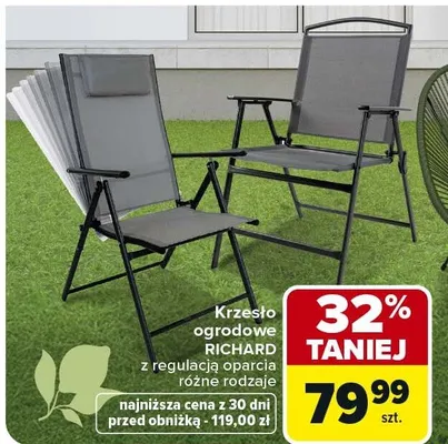 Krzesło ogrodowe z regulacją oparcia różne rodzaje promocja w Carrefour