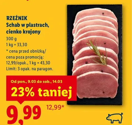 Schab w plastrach, cienko krojony promocja w Lidl
