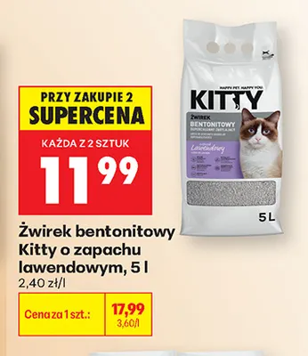 Żwirek bentonitowy Kitty o zapachu lawendowym promocja w Biedronka