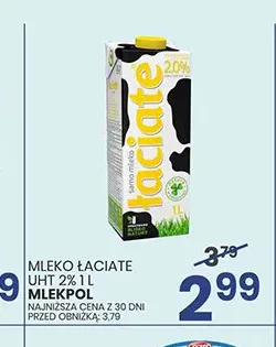 Mleko UHT Łaciate 1 l 2% promocja w Wafelek