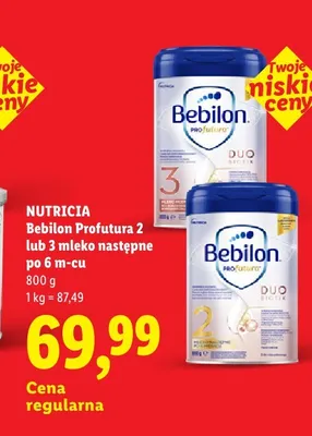 Mleko następne Bebilon Profutura DuoBiotik 2 po 6 m-cu promocja w Lidl