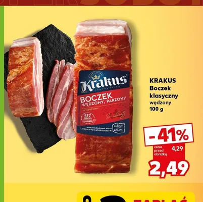 Boczek klasyczny wędzony Krakus promocja w Kaufland