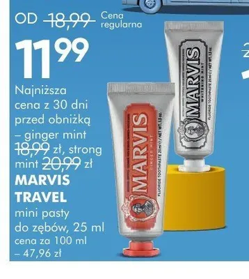 Mini pasta do zębów Marvis Travel promocja w Super-Pharm