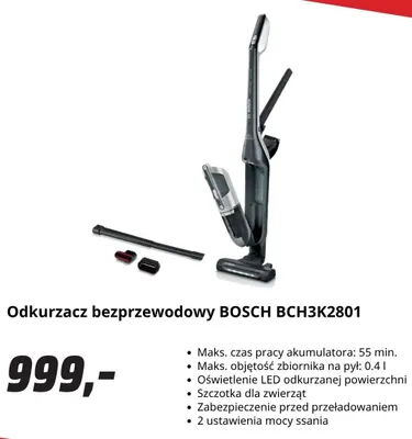 Odkurzacz bezprzewodowy Bosch BCH3K2801 promocja w Media Markt