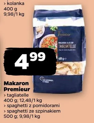 Makaron spaghetti ze szpinakiem Premiur promocja w Netto