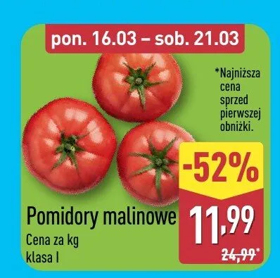 Pomidory malinowe Aldi promocja w Aldi