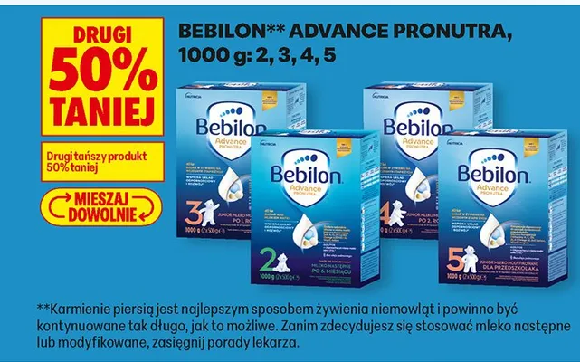 Mleko modyfikowane Advance Pronutra 2, 3, 4, 5 DRUGIE -50% promocja w Biedronka