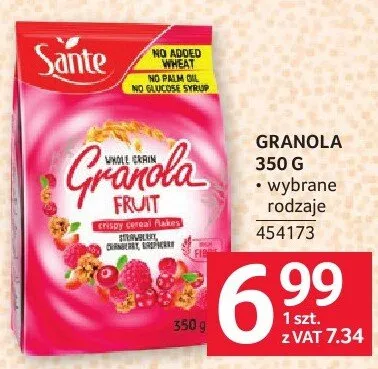 Granola Sante 350 g promocja w Selgros