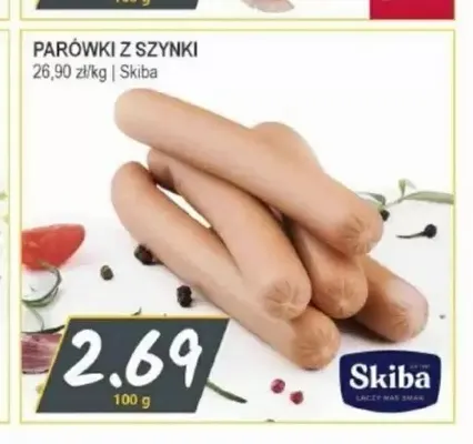 Parówki z szynki Skiba promocja w Słoneczko