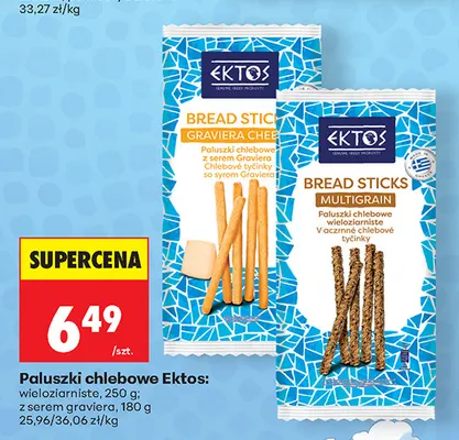 Paluszki chlebowe Ektos z serem graviera promocja w Biedronka