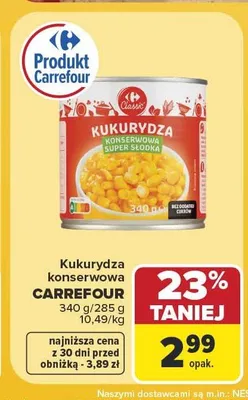Kukurydza konserwowa Carrefour promocja w Carrefour Market