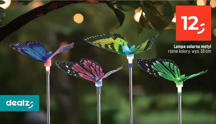 Lampa solarna motyl różne kolory promocja w Dealz