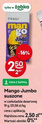 Mango Jumbo suszone Filipinka w czekoladzie deserowej promocja w Żabka