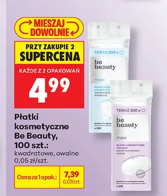 Płatki kosmetyczne Be Beauty kwadratowe promocja w Biedronka