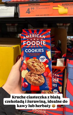 Ciastka z białą czekoladą i żurawiną American Foodie promocja w Biedronka