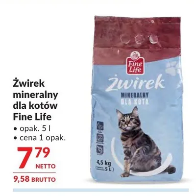 Żwirek mineralny dla kotów Fine Life promocja w Makro