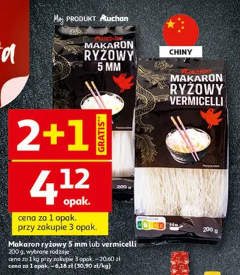 Makaron ryżowy 5 mm lub vermicelli 200g promocja w Auchan