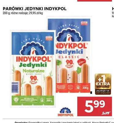 Parówki Jedynki Indykpol classic promocja w Stokrotka
