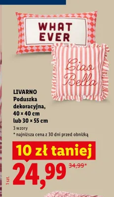 Poduszka dekoracyjna Livarno 40x40 cm promocja w Lidl