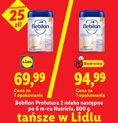 Mleko następne po 6m-cu Bebilon Profutura 2 Nutricia promocja w Lidl