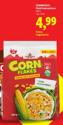 Płatki kukurydziane Crownfield promocja w Lidl