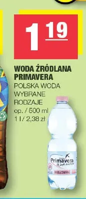 Woda źródlana Primavera niegazowana promocja w SPAR