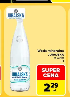 Woda mineralna niegazowana Jurajska w szkle promocja w Carrefour