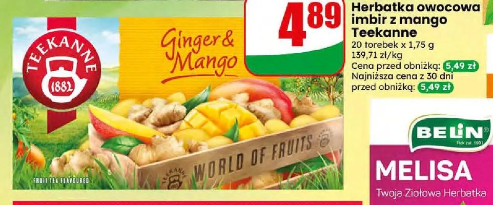 Herbatka owocowa imbir z mango Teekanne promocja w Dino