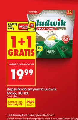 Kapsułki do zmywarki Maxx Plus All in 1 promocja w Biedronka