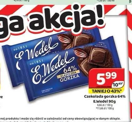Czekolada gorzka 64% klasyczna E.Wedel promocja w Delfin