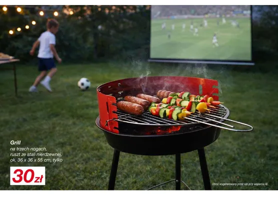 Grill na trzech nogach ruszt ze stali nierdzewnej ok. 36x36x55cm promocja w KiK