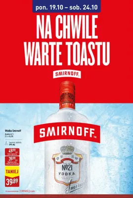 Wódka Smirnoff promocja w Aldi