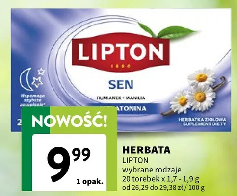 Herbata wybrane rodzaje 20 torebek x 1,7 - 1,9g promocja w Intermarche